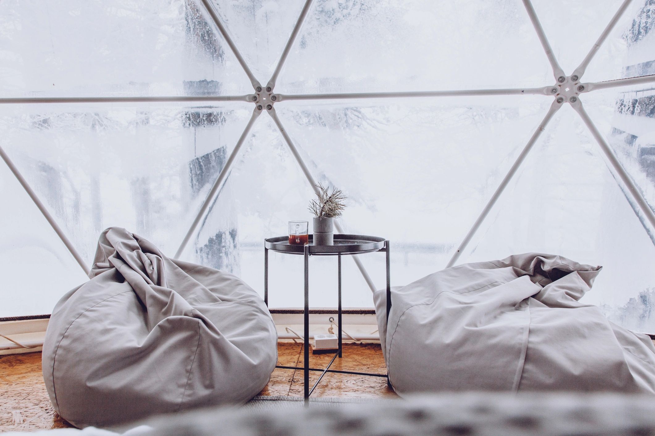 modern glamping dome interior wellness