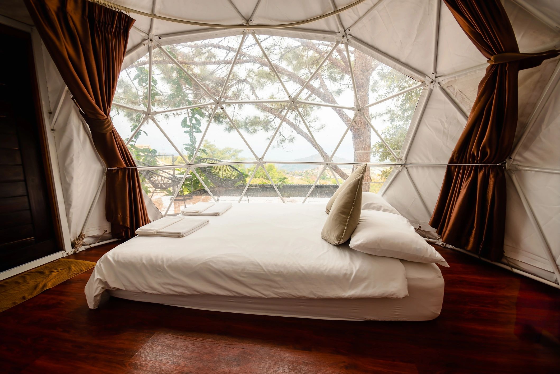 luxury glamping dome outdoor living