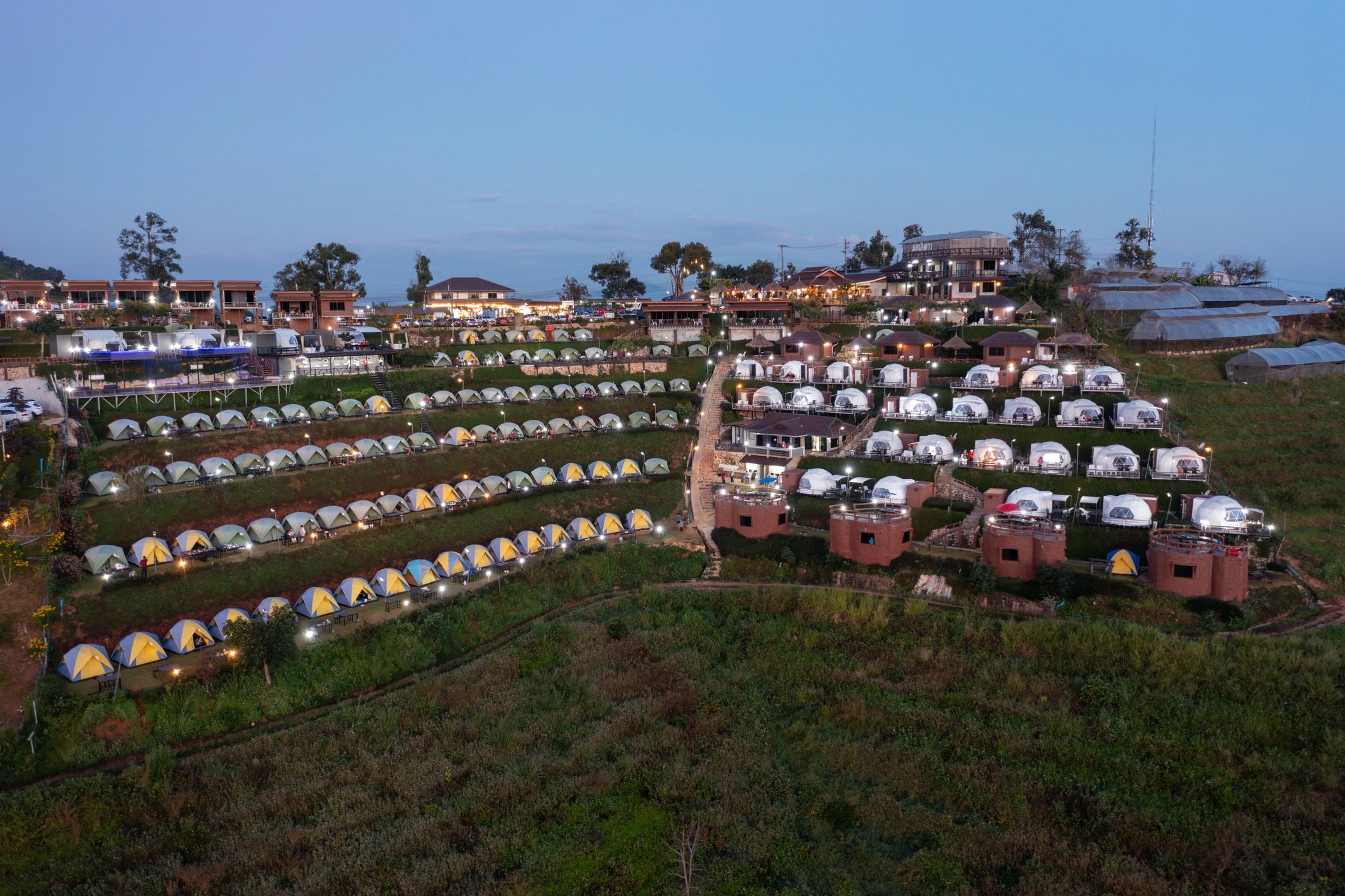 luxury glamping domes resort outdoors
